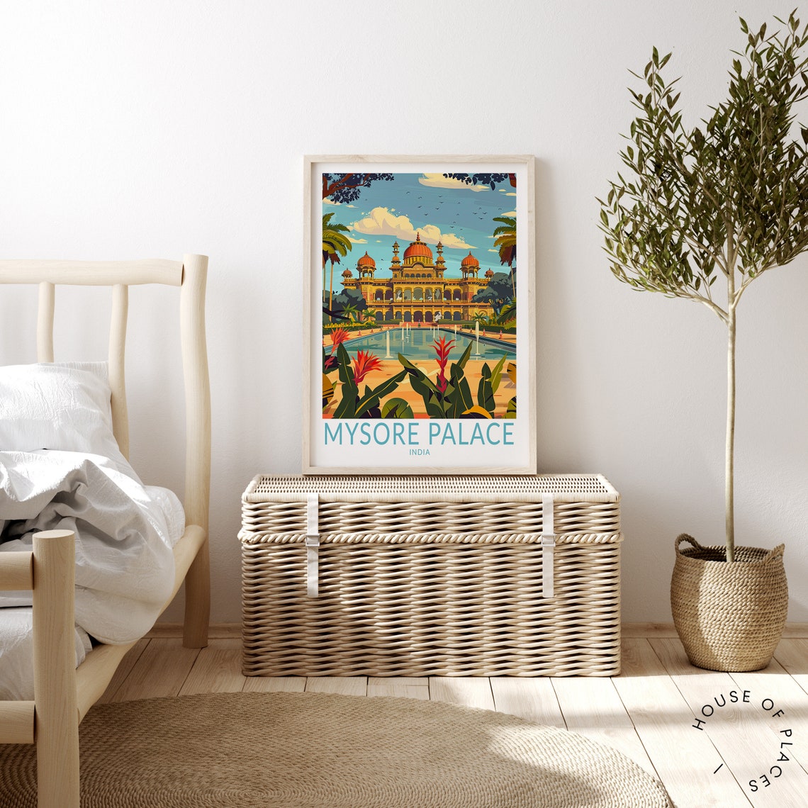 Mysore Palace India Golden Domes Retro Illustration Travel Poster - Image 4