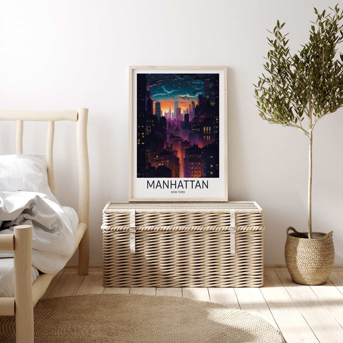 Manhattan Dark Night New York Travel Print New York Travel Poster Wall Art New York Manhattan Wall Art City Skyline Travel Poster - Image 3