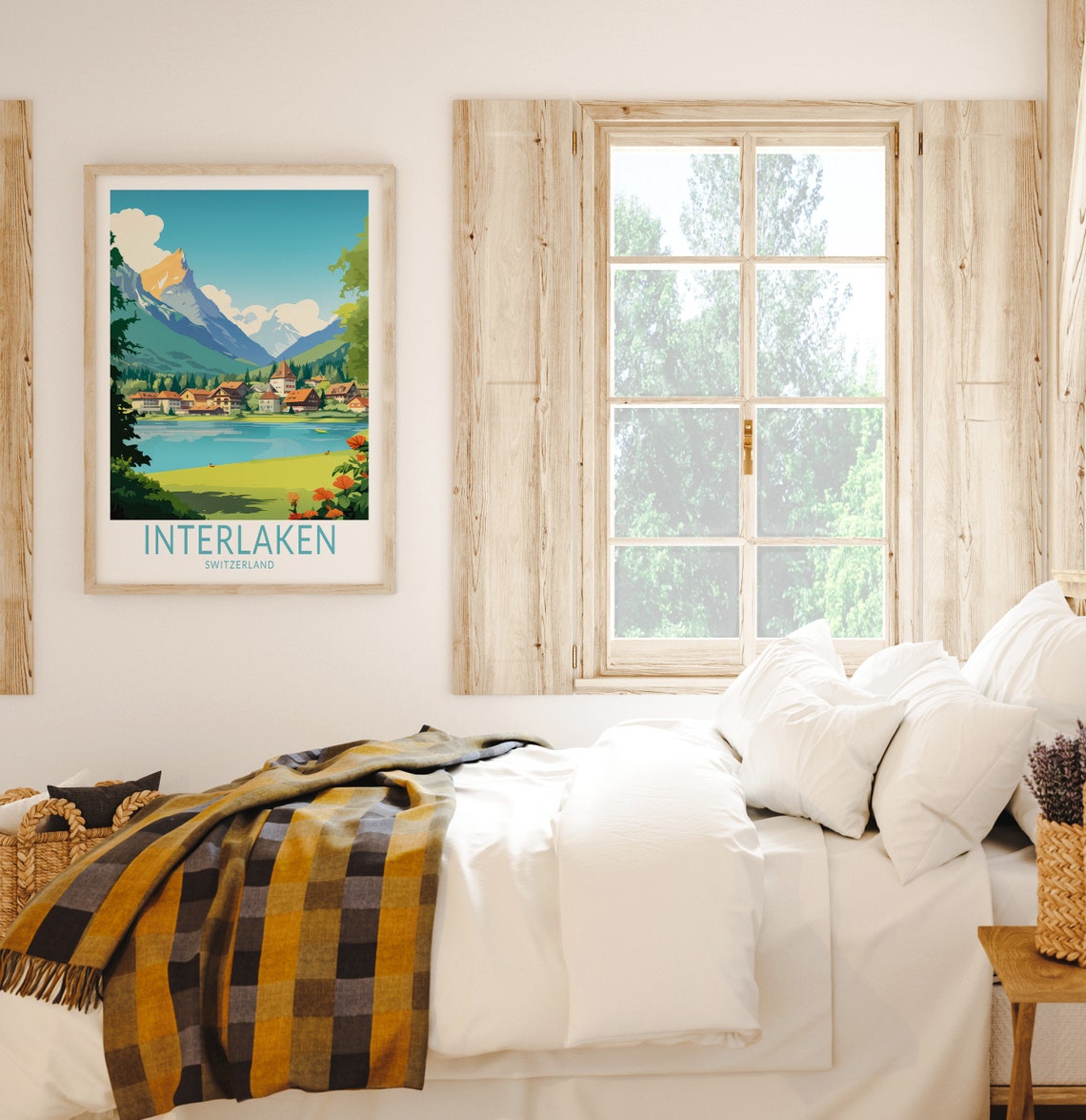 Interlaken Switzerland Travel Poster Switzerland Poster Print Switzerland Custom Travel Print Personalized Travel Poster Birthday Gifts - Image 2