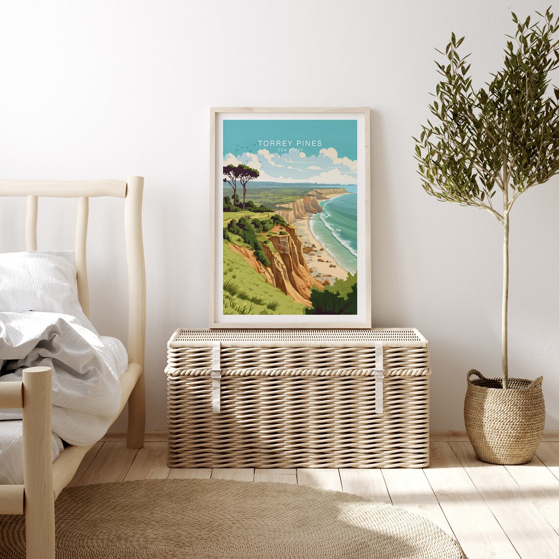 Torrey Pines San Diego Travel Wall Art Torrey Pines California Travel Poster California Coast Wall Art Minimalist Traveler Home Decor - Image 3