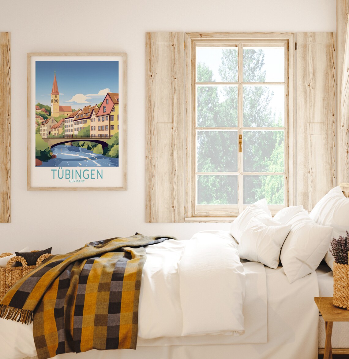Tubingen Germany Old Town Bridge Travel Illustration Wall Decor Poster - Image 2