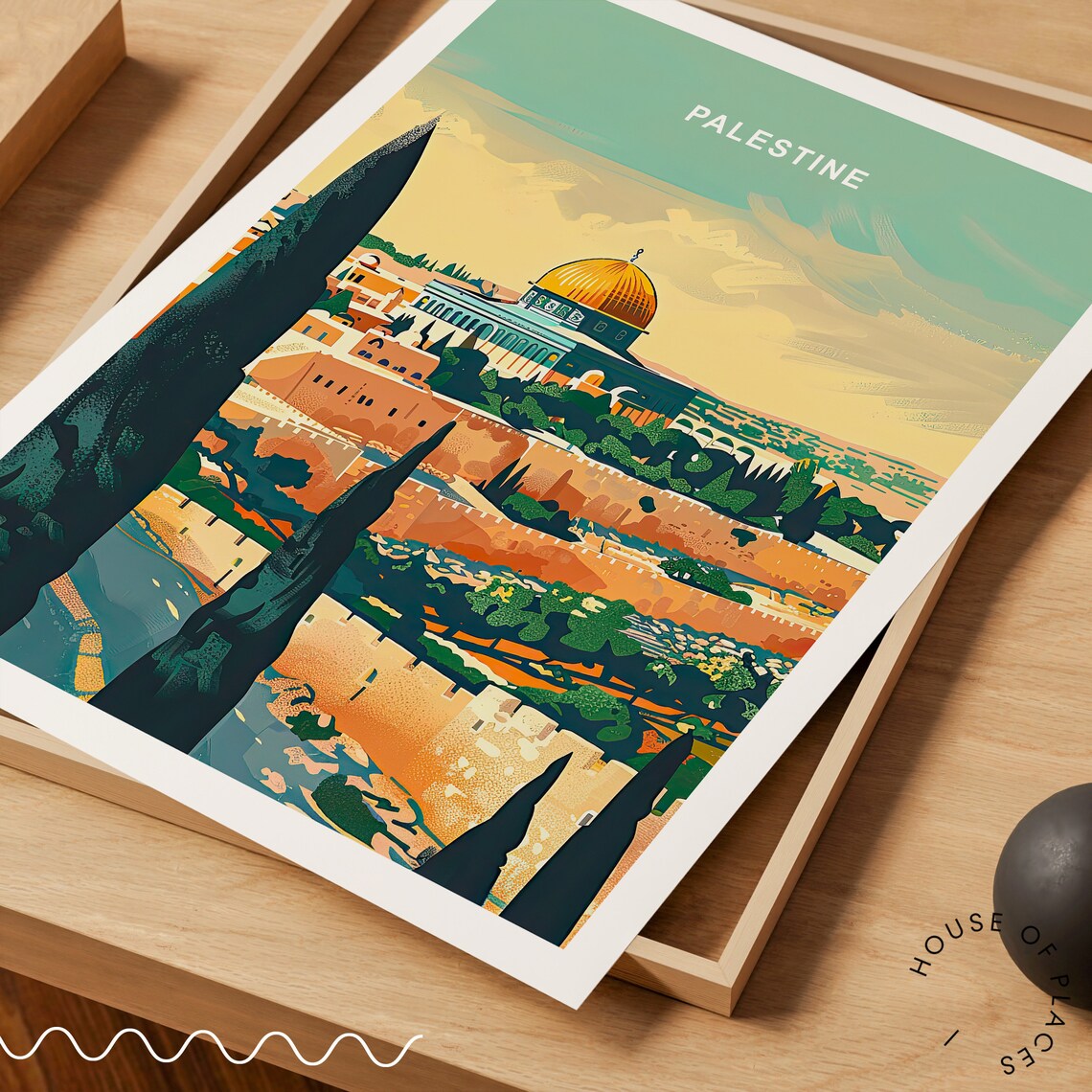 Palestine Dome of the Rock Jerusalem Old City Cypress Travel Poster - Image 3