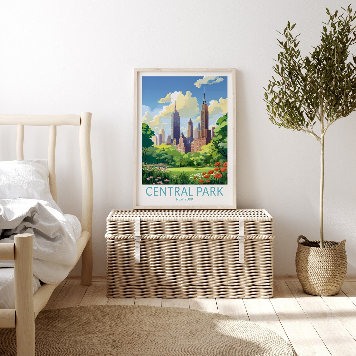 Central Park New York City Skyline Garden Travel Art Poster Gift - Image 3