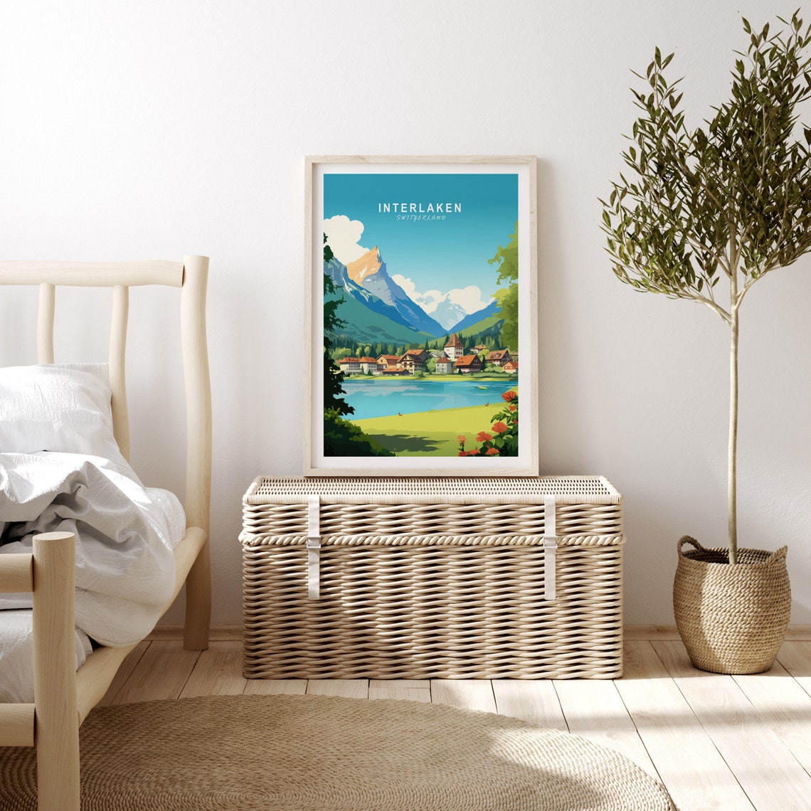 Interlaken Switzerland Travel Poster Switzerland Poster Print Switzerland Custom Travel Print Personalized Travel Poster Birthday Gifts - Image 3