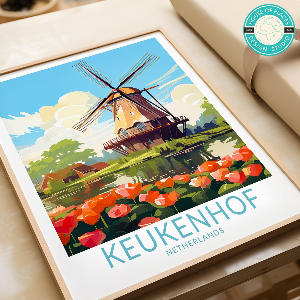 Keukenhof Netherlands Windmill And Colorful Tulip Fields Poster - Image 2