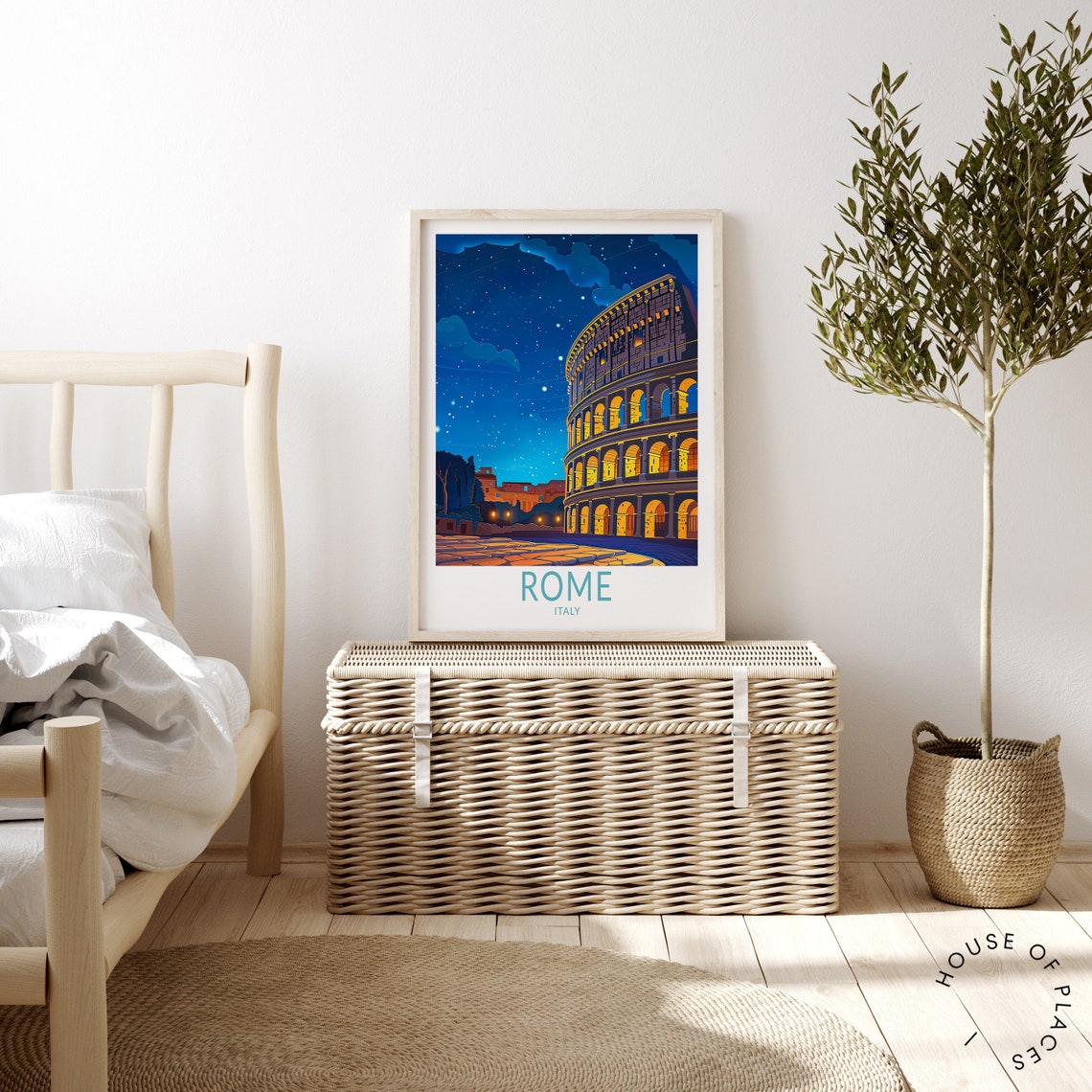 Rome Italy Travel Poster Italy Wall Art Rome Colosseum Night Poster Colosseum Wall Decor Italy Travel Gift Wedding Gifts - Image 3