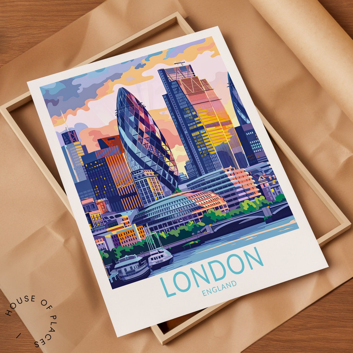 London United Kingdom Travel Poster London England Wall Art England City Print United Kingdom Travel Gifts Wedding Present - Image 2
