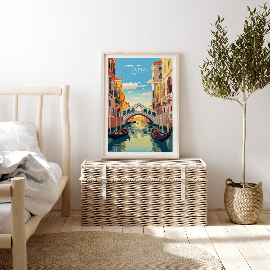 Venice Italy Gondolas on Grand Canal Vintage Travel Art Poster - Image 3