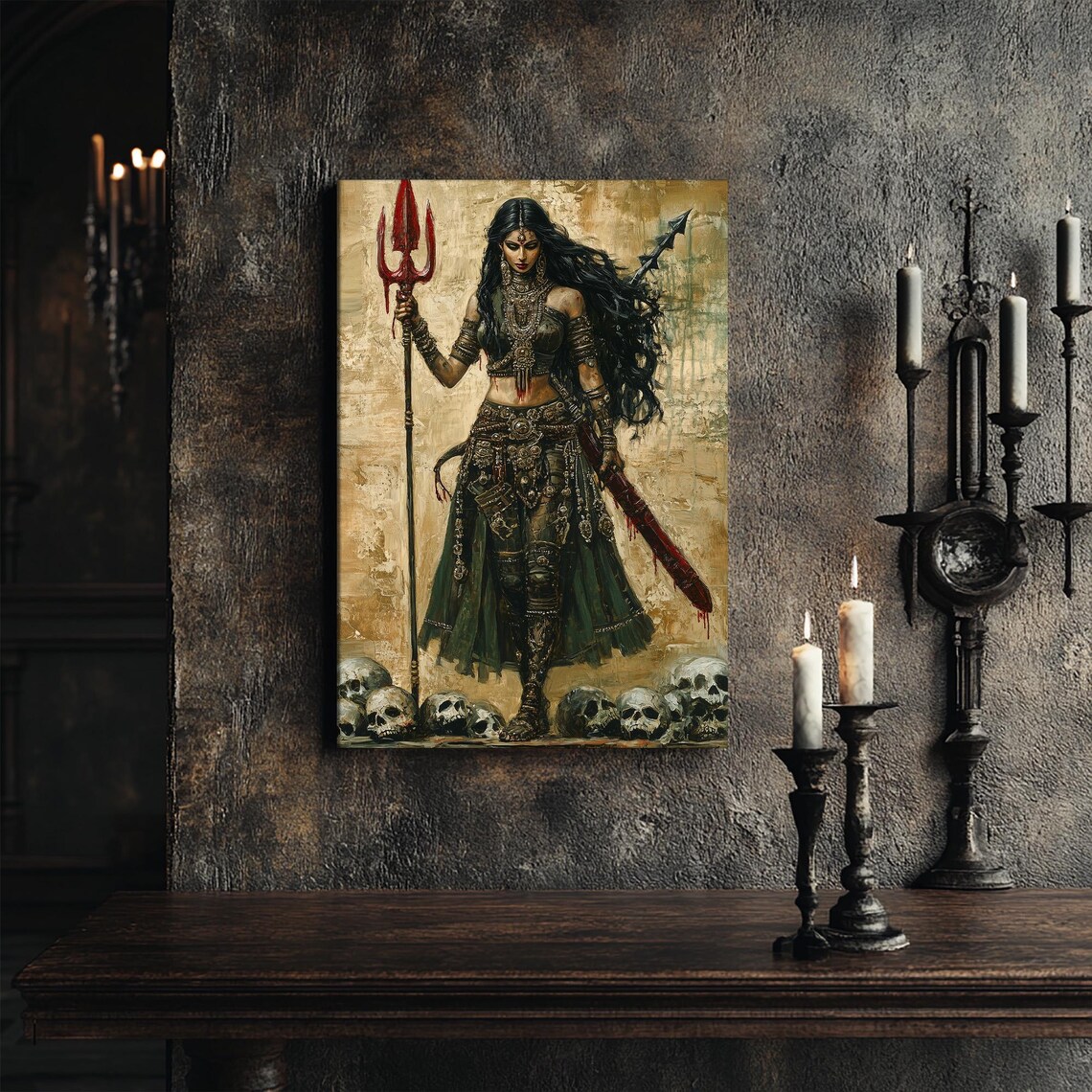 Durga Fantasy Art Print, Gothic Dark Art - Image 3