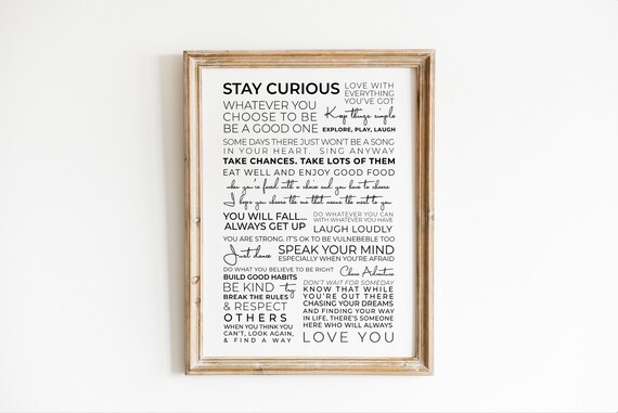 Stay Curious Inspirational Quote Collage Speak Your Mind Poster