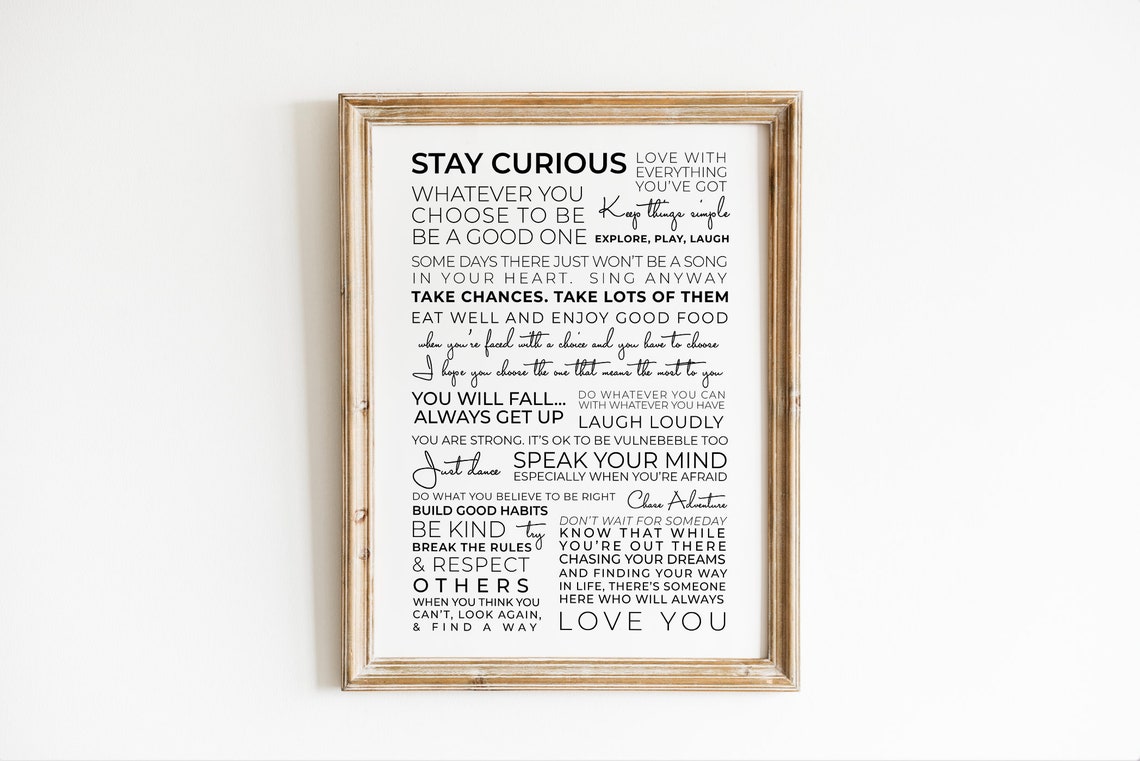 Stay Curious Inspirational Quote Collage Speak Your Mind Poster