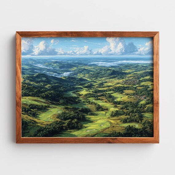 Rolling Green Hills Valley Cloudscape Panoramic Landscape Poster