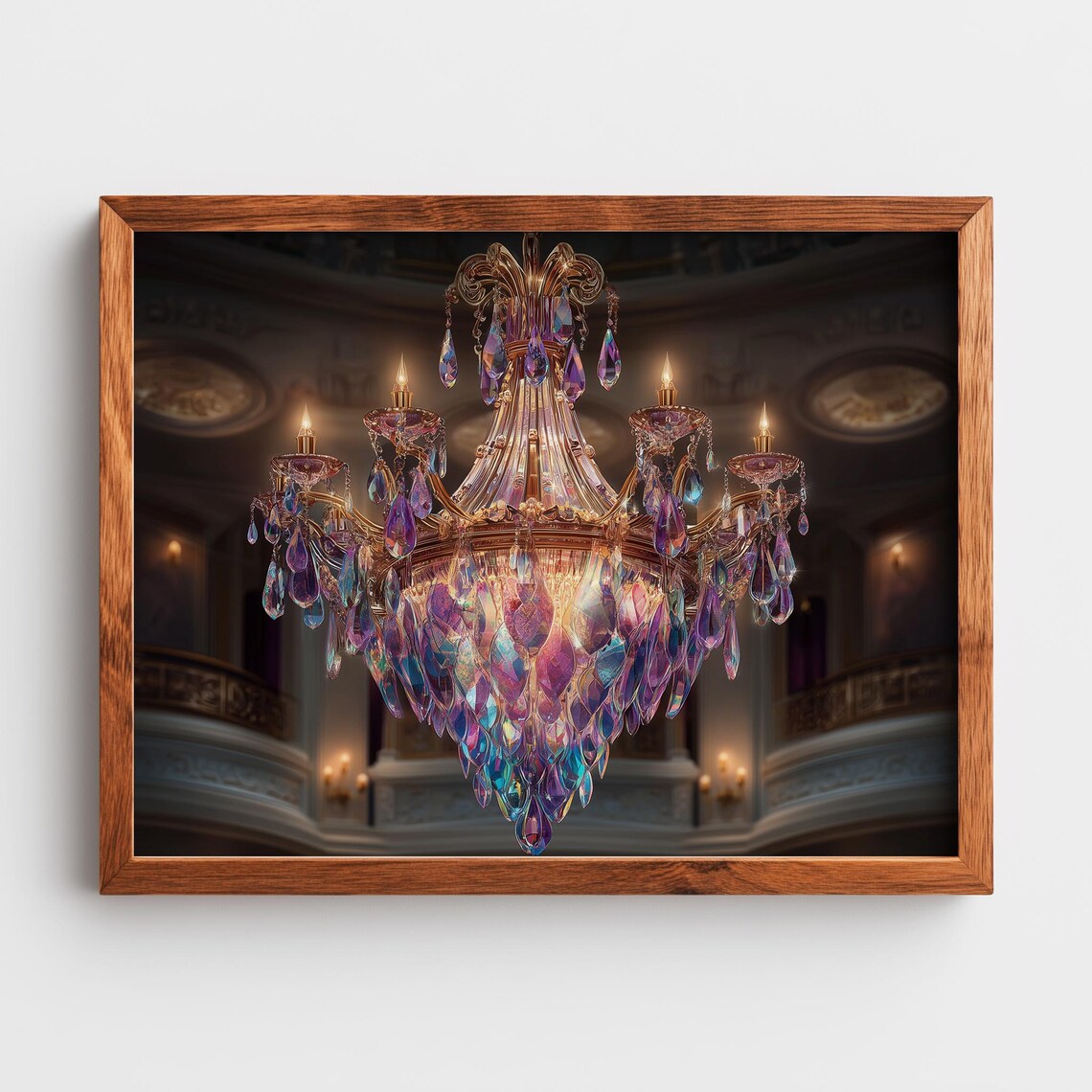 Crystal Chandelier Poster Opulent Ballroom Light Luxury Elegant Home Art