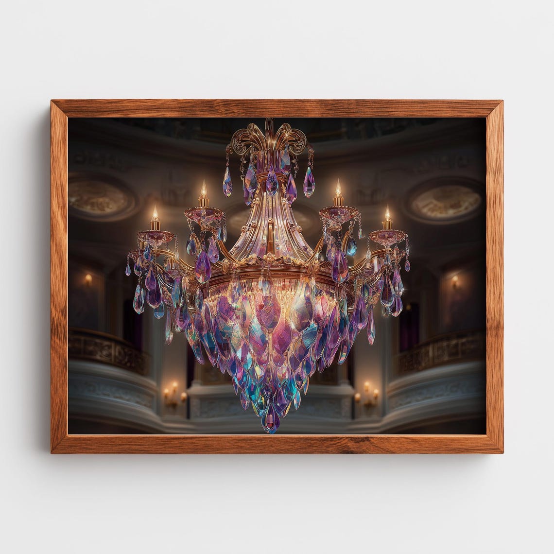 Opulent Ballroom Chandelier Crystal Wall Art Elegant Decor Luxurious Lighting Scene Vintage Home 19