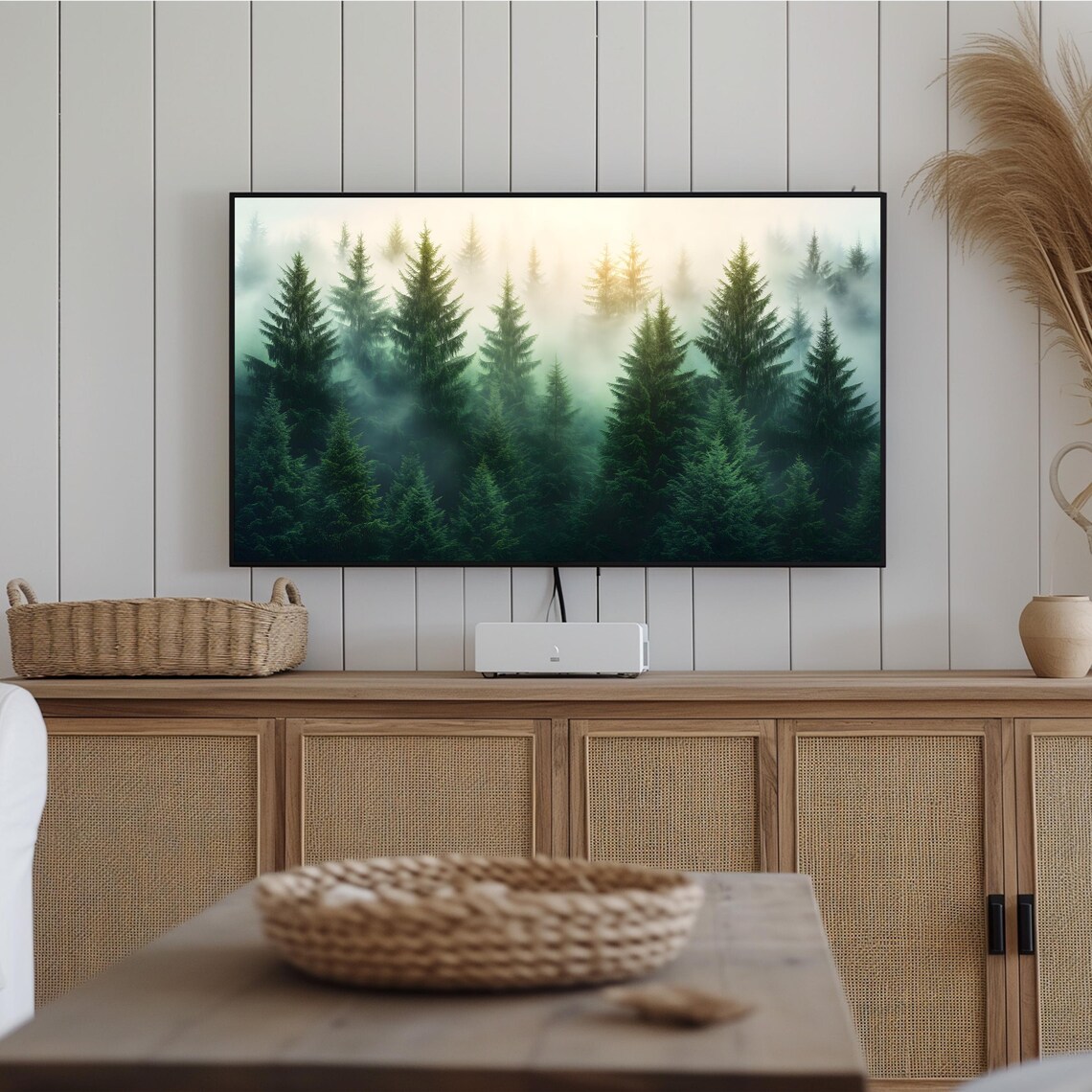Misty Forest Landscape Tv Art Frame Tv Artwork Serene Evergreen Trees In Morning Fog Nature Inspired Wall Decor For Frame Tv - Image 2