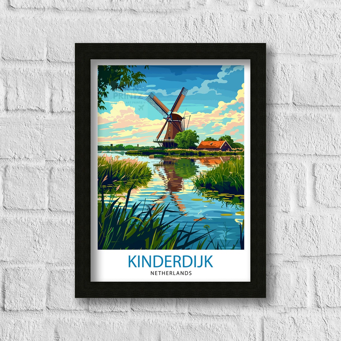 Giethoorn Netherlands Travel Poster Venice Of The North Art Water Village Print Dutch Canals Wall Decor Peaceful Village Illustration - Image 3