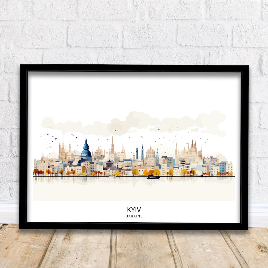 Kyiv Ukraine Watercolor Skyline Cityscape Europe Historic City Travel Poster