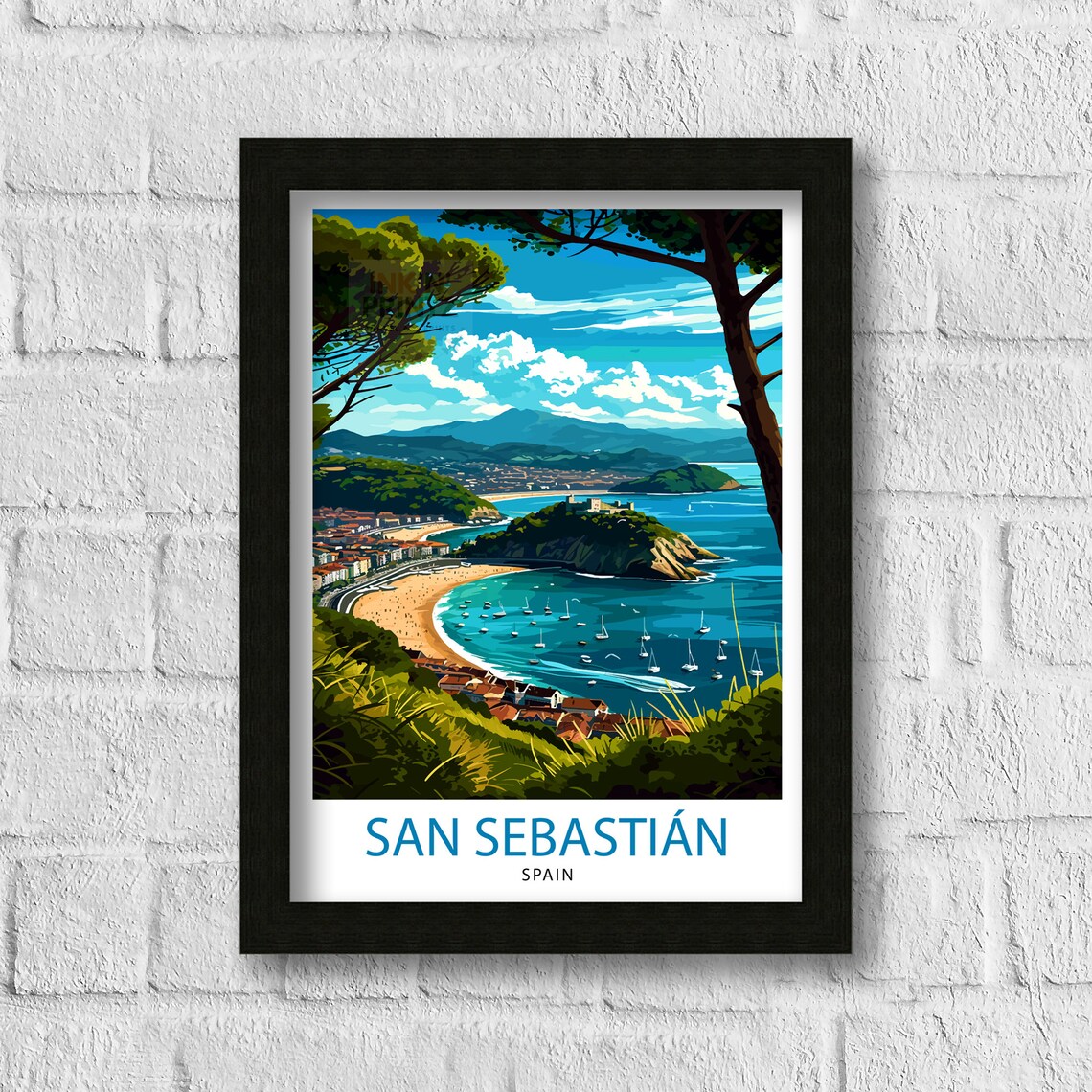 San Sebastian Travel Poster, Spain Illustration - Image 3