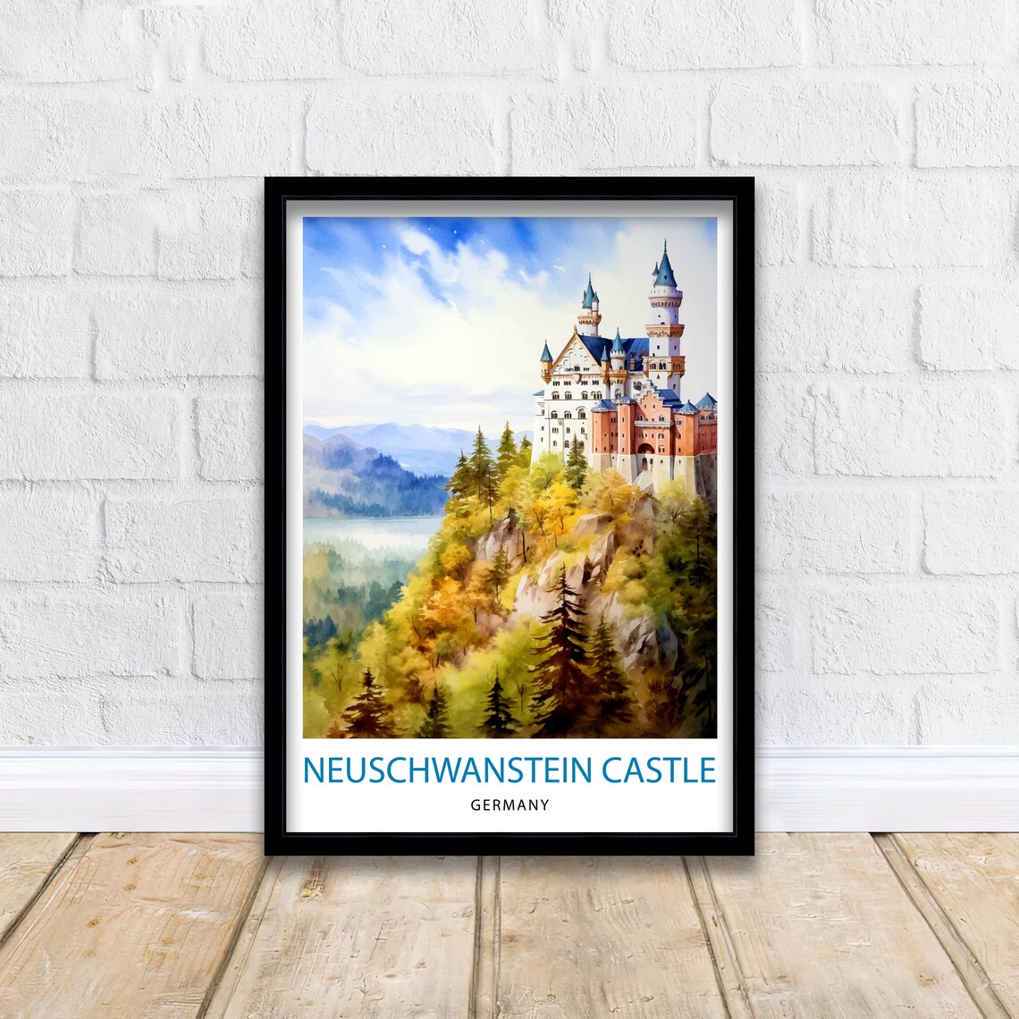 Neuschwanstein Castle Travel Poster, Bavaria Germany - Image 2