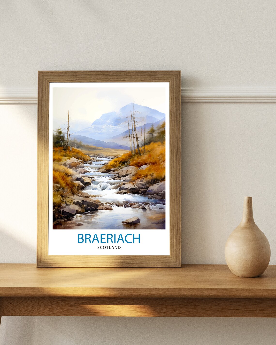 Braeriach Scotland Autumn Stream Watercolor Moorland Mountain Poster - Image 3