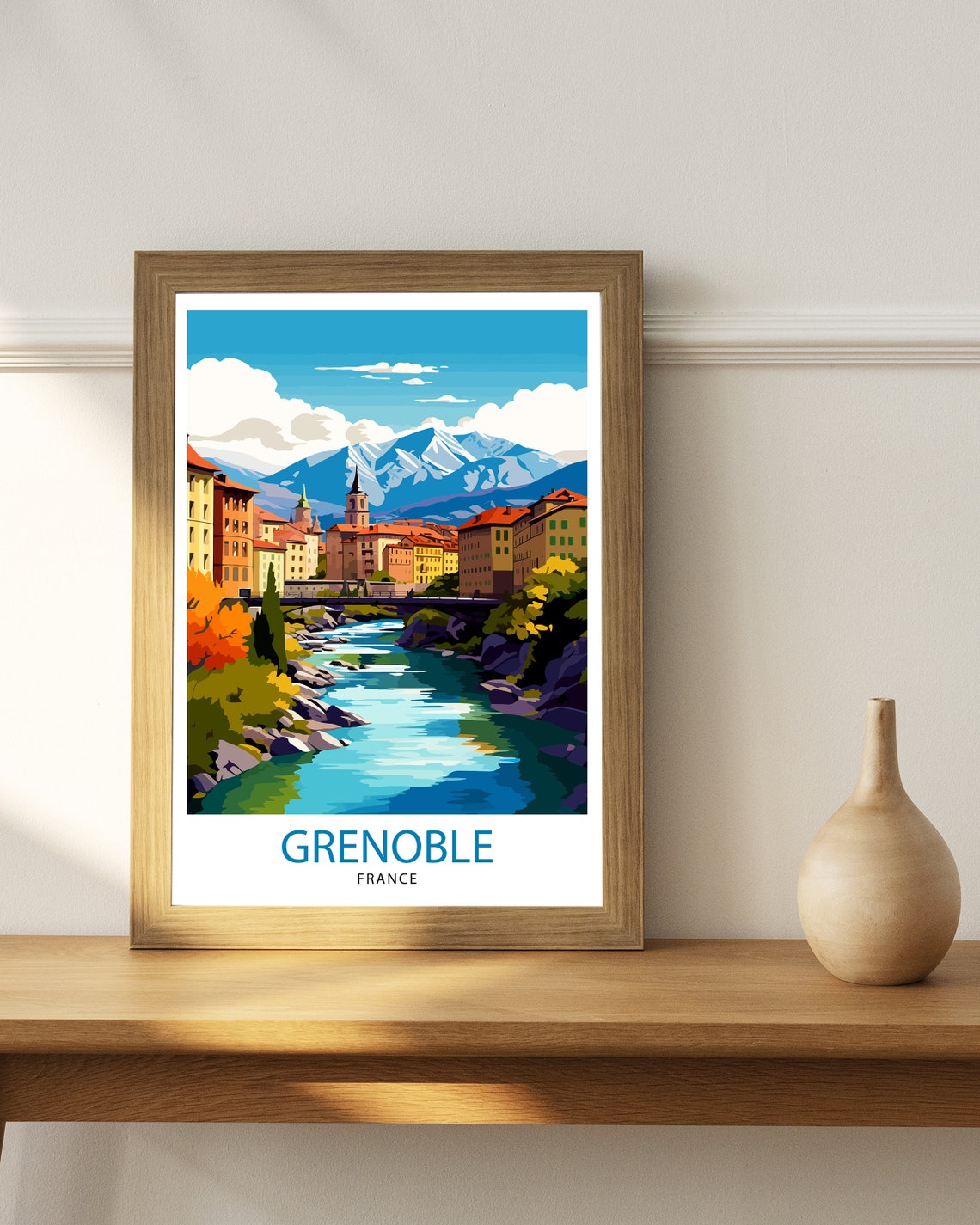 Grenoble France Travel Print France Wall Decor Grenoble Poster French Alps Travel Prints France Art Print Grenoble Illustration French - Image 3