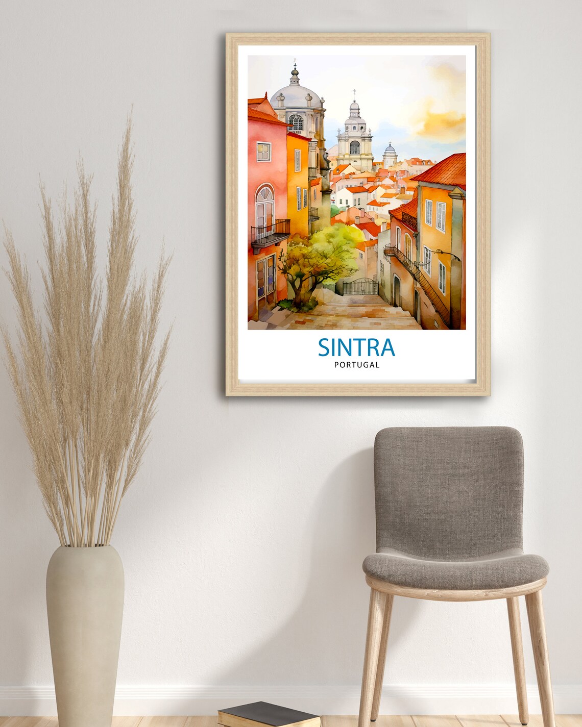 Sintra Portugal Watercolor Old Town Street Scenic Travel Poster - Image 3