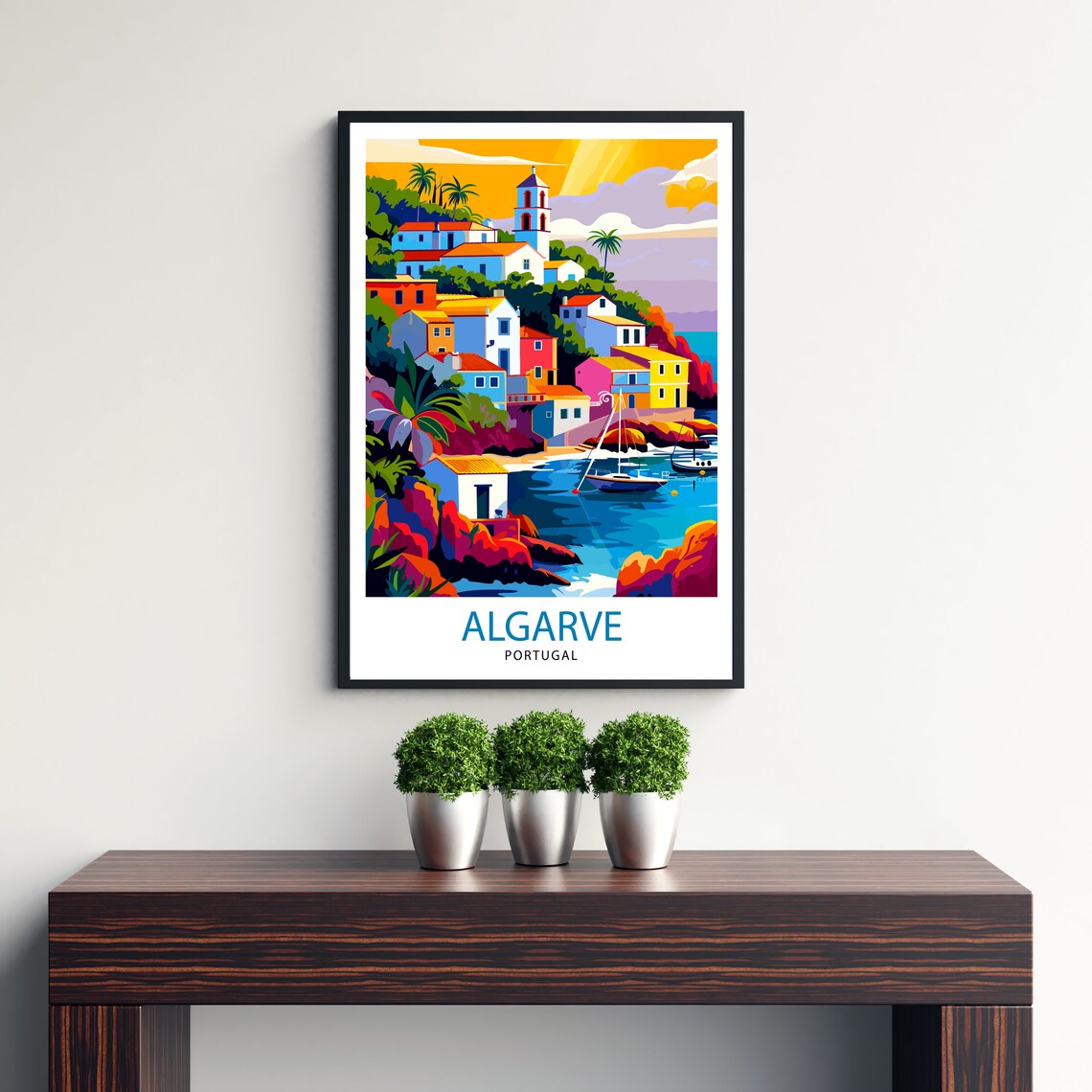 Algarve Portugal Colorful Fishing Village Harbor Sunset Poster - Image 3