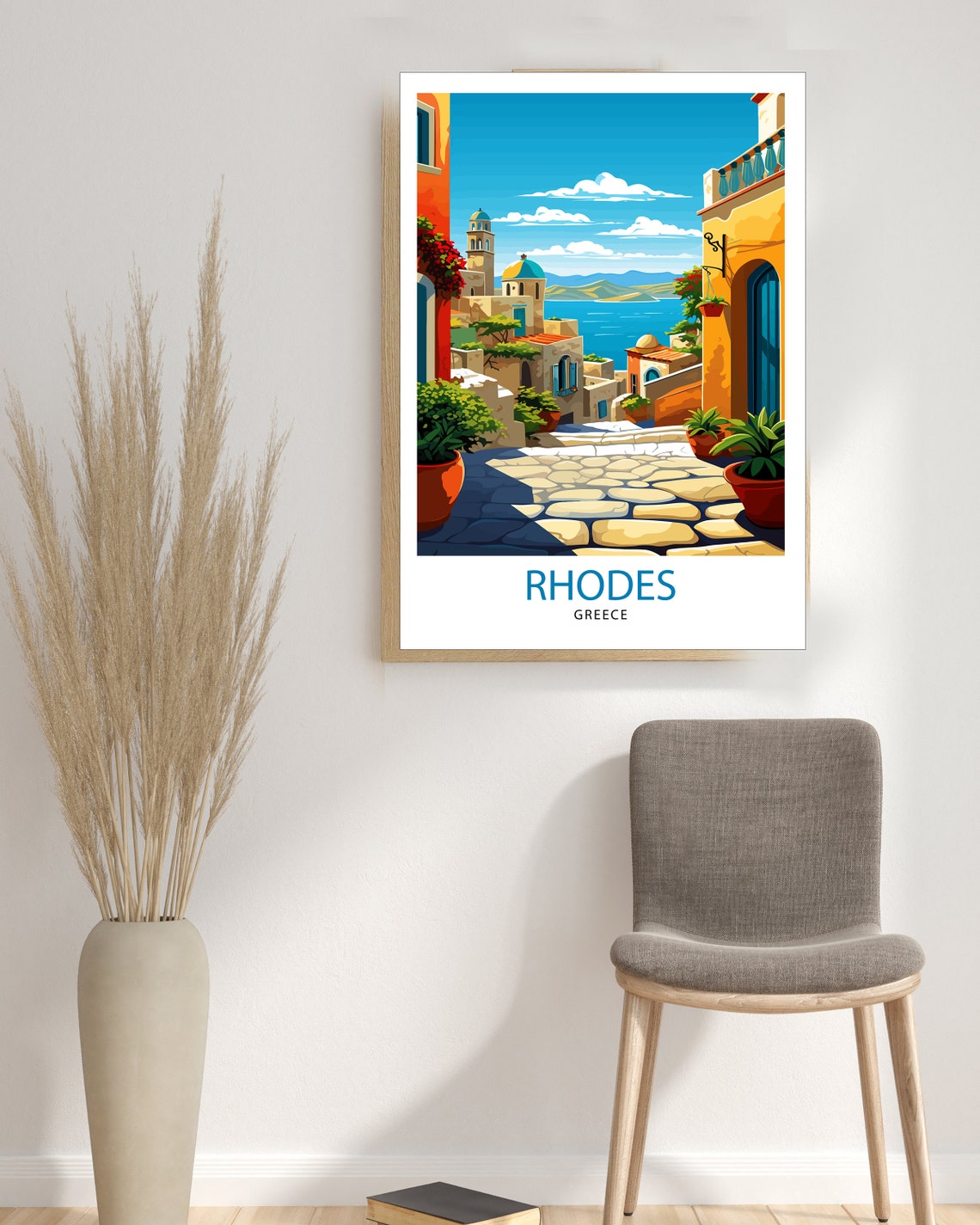 Rhodes Greece Travel Print Rhodes Wall Decor Greek Island Poster Rhodes Travel Prints Rhodes Illustration Greece Wall Art Rhodes Island - Image 3