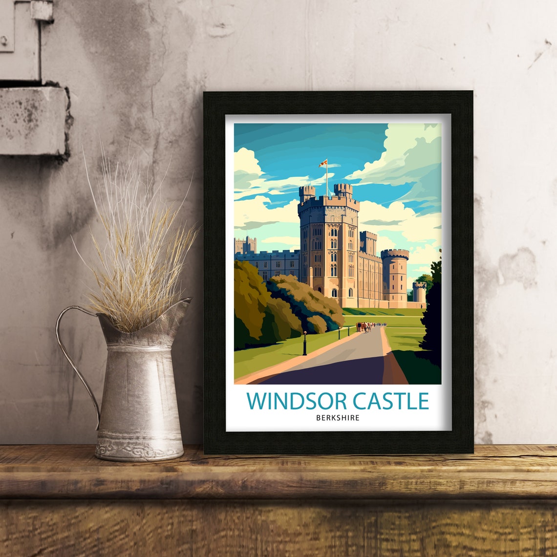 Windsor Castle Berkshire Royal Residence Sunny Travel Art Print - Image 2