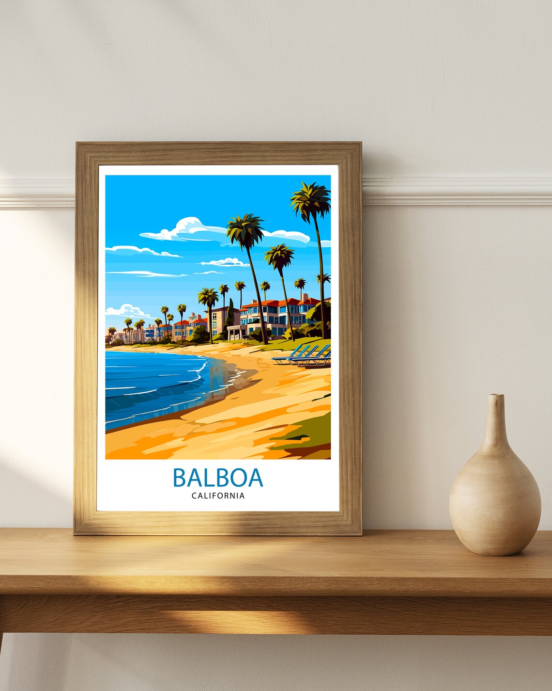 Balboa California Sunny Palm Beach Vintage Travel Poster Art - Image 2