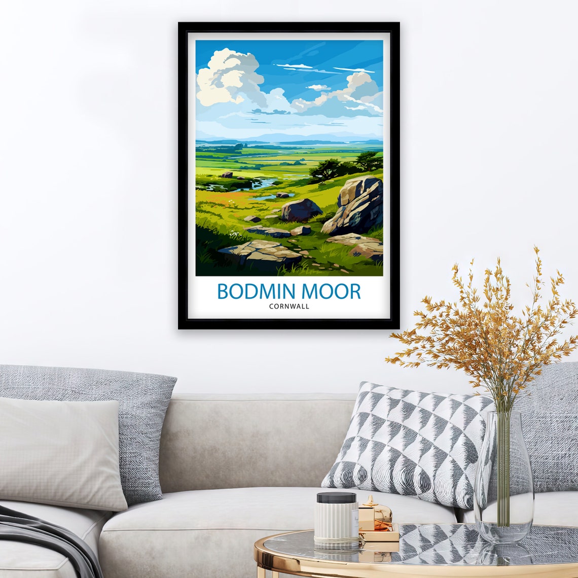 Bodmin Moor Cornwall Rugged Green Moorland Rocks Landscape Poster - Image 2