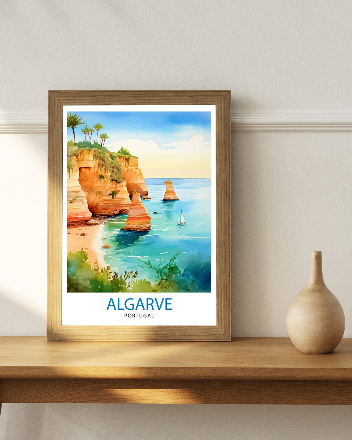 Algarve Portugal Travel Print Algarve Wall Decor Algarve Poster Portugal Travel Prints Algarve Art Print Algarve Illustration Algarve Wall - Image 3