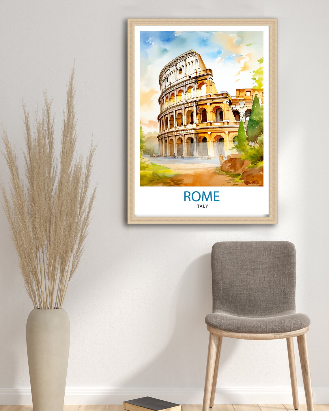 Rome Italy Colosseum Watercolor Ancient Landmark Travel Poster - Image 3