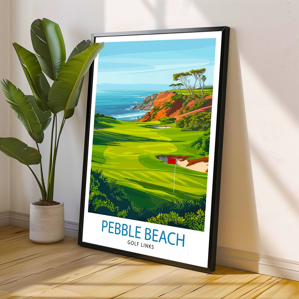 Pebble Beach Golf Links Ocean Cliff Course California Travel Poster - Image 3