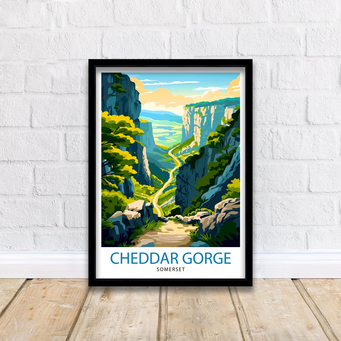 Cheddar Gorge Travel Print, Somerset Landscape