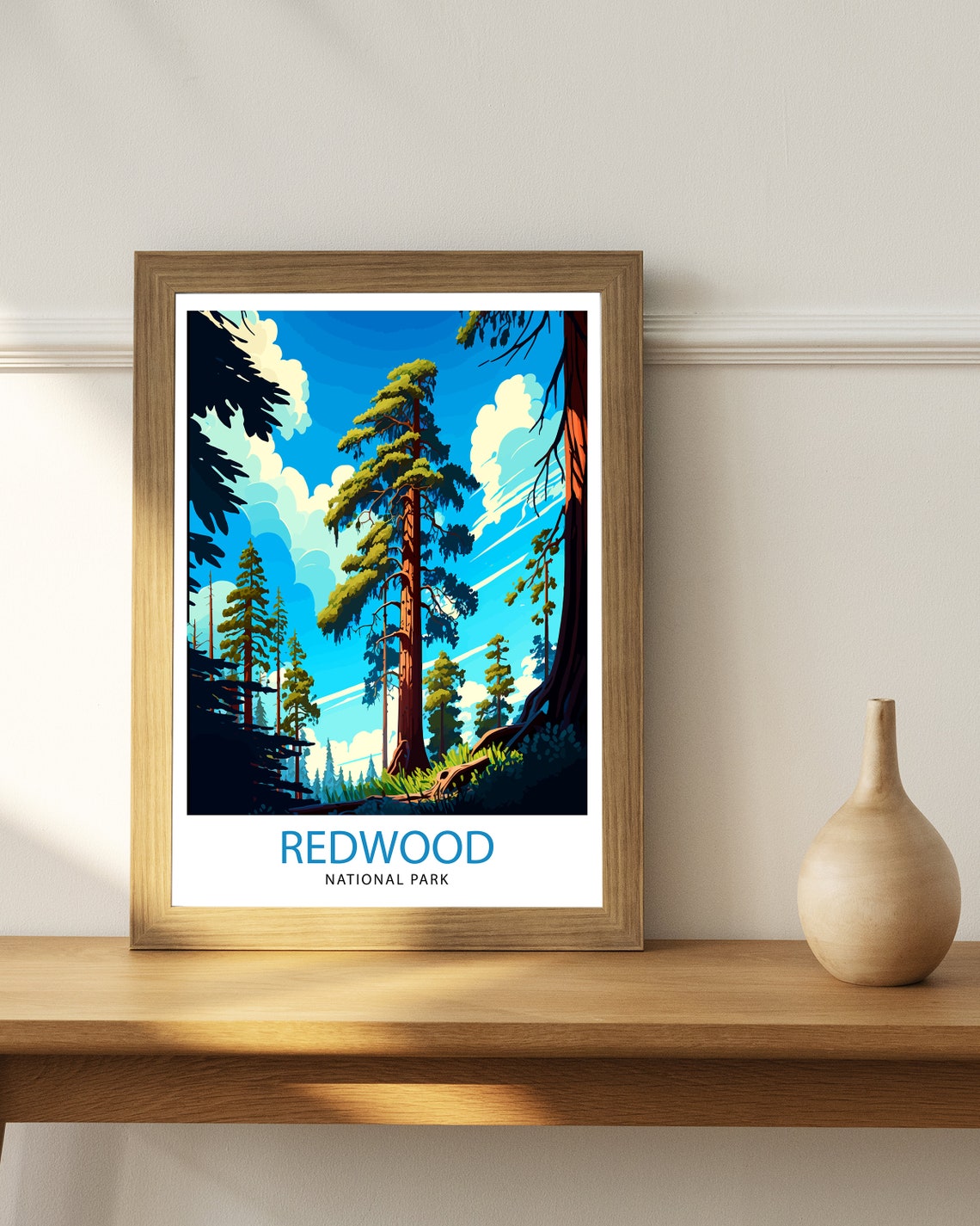 Redwood National Park Travel Print Redwood Wall Art Nature Illustration Travel Poster Gift For Outdoor Enthusiasts National Park Home Decor - Image 2