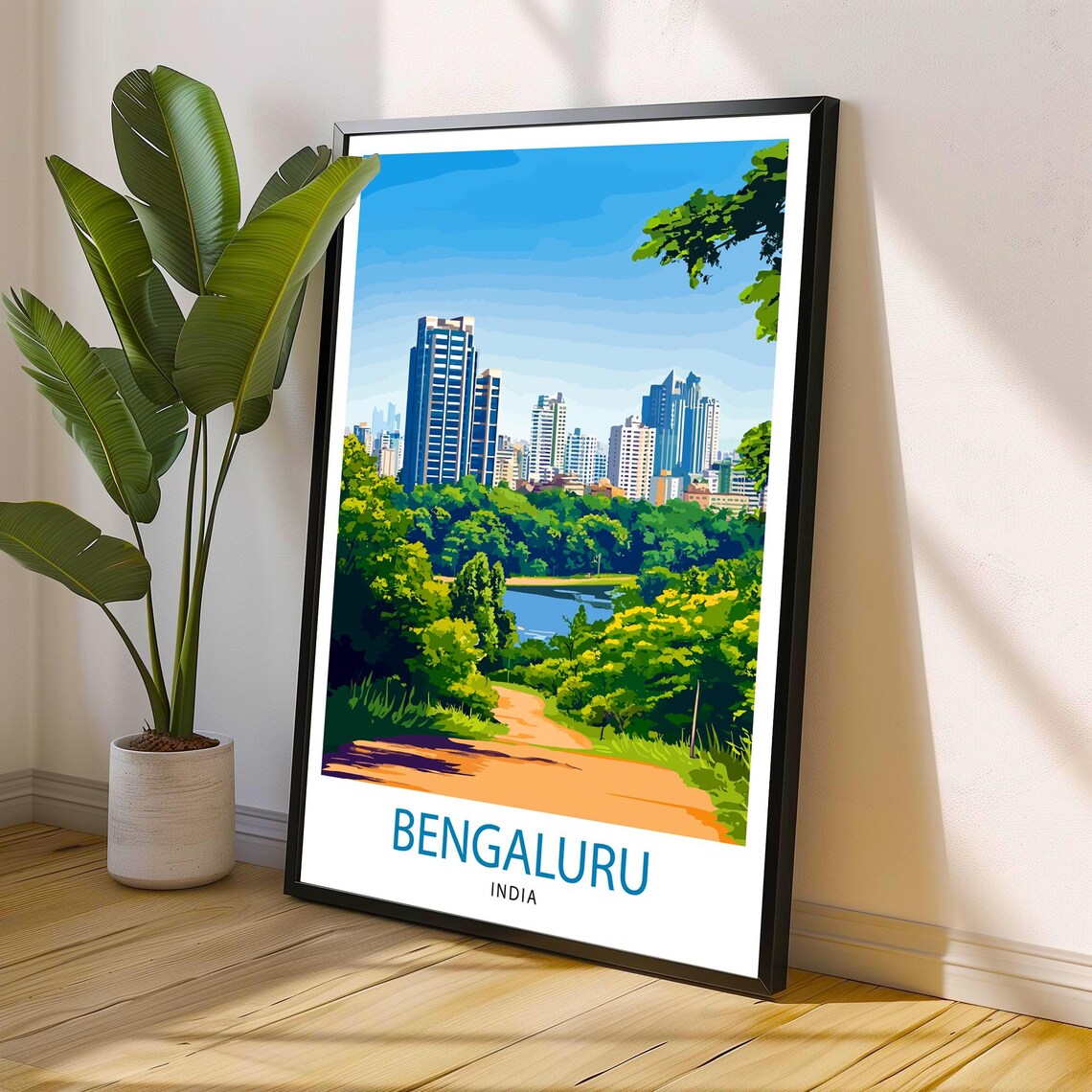 Bengaluru India Modern Skyline Urban Park Lake City View Poster - Image 2