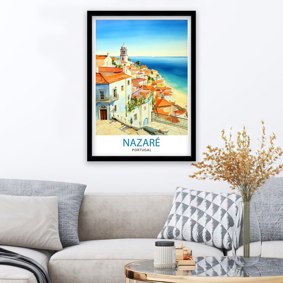 Nazare Portugal Travel Print Nazare Wall Decor Nazare Poster Portugal Travel Prints Nazare Art Print Nazare Illustration Nazare Wall Art - Image 2