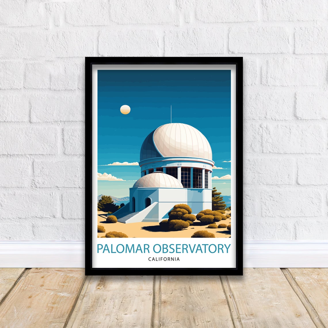 Palomar Observatory California Dome Astronomy Illustration Poster - Image 2