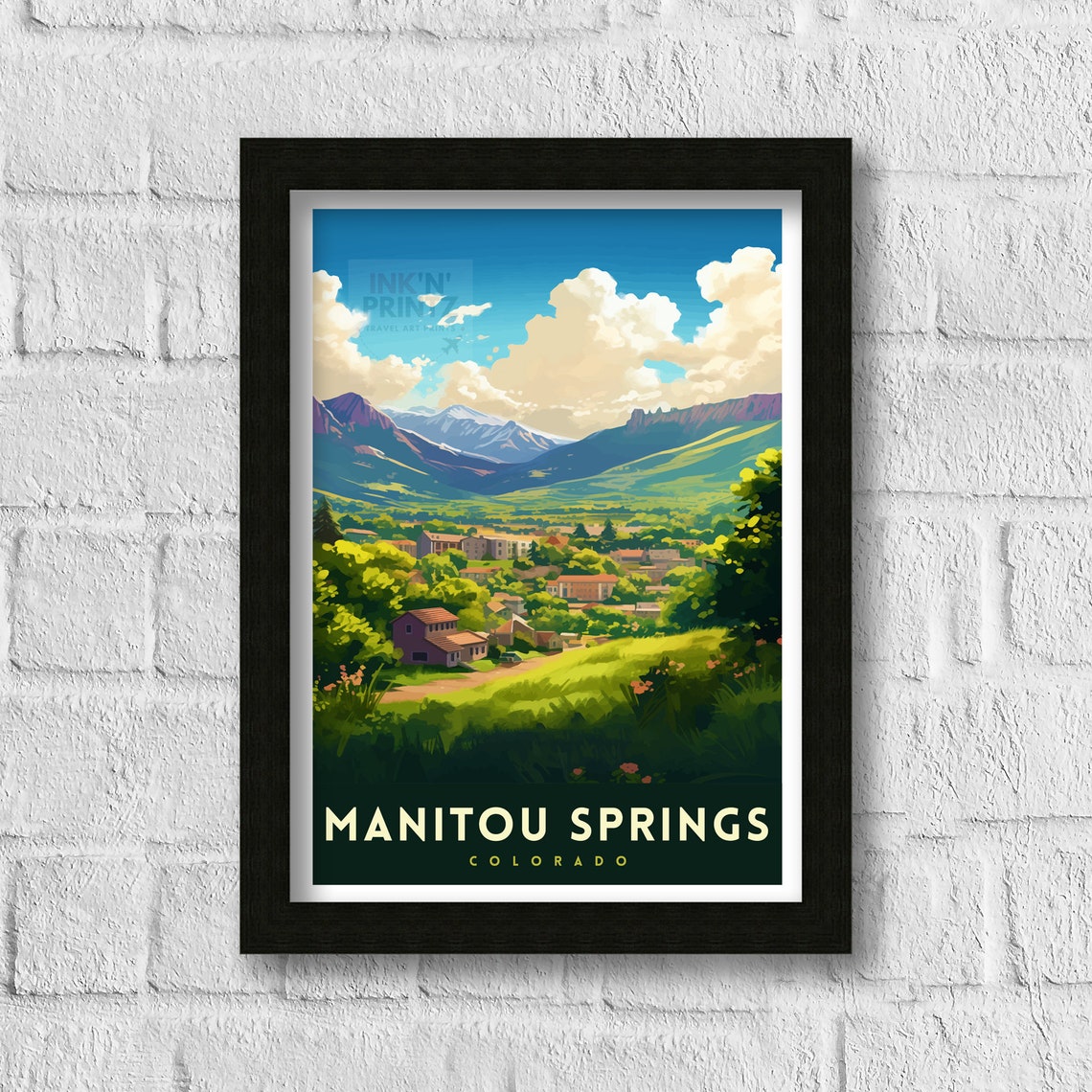Manitou Springs Colorado Foothill Town Green Valley Scene Poster - Image 2