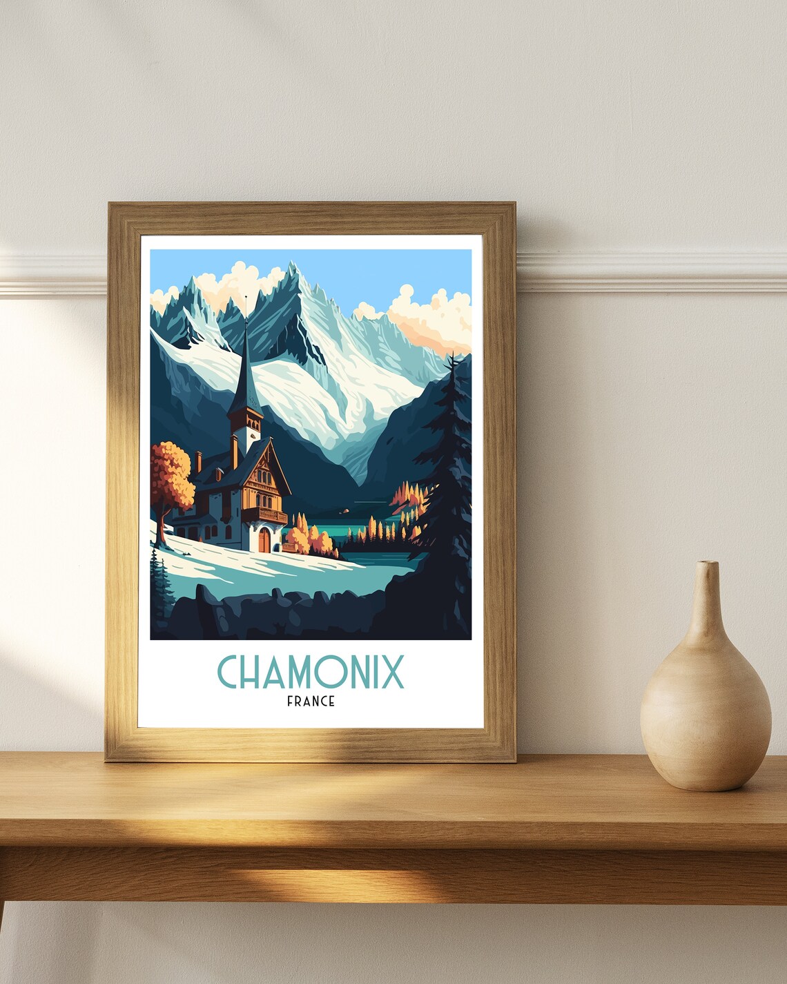 Chamonix Ski Travel Poster, France Travel Art Print - Image 3