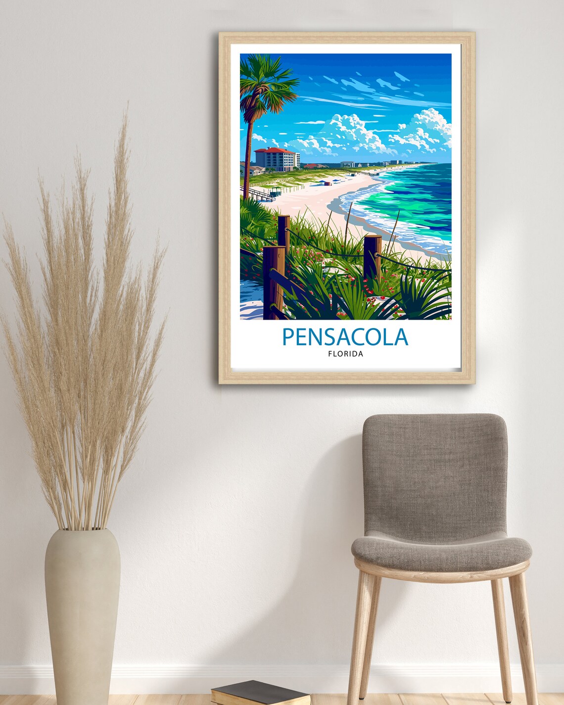 Pensacola Florida Gulf Coast Beach Boardwalk Ocean Waves Travel Poster - Image 2