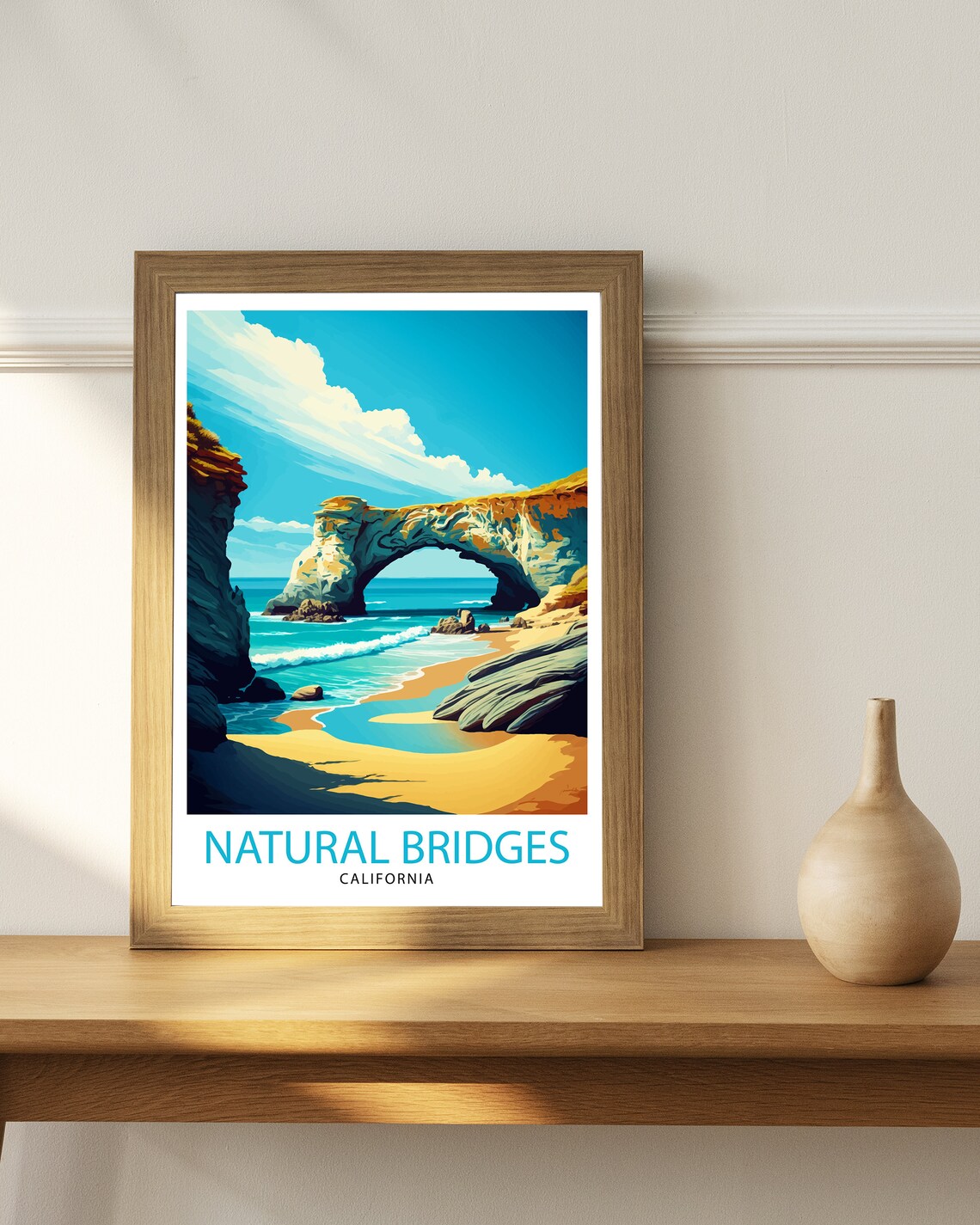 Natural Bridges California Travel Poster, Coastal Wall Art - Image 3