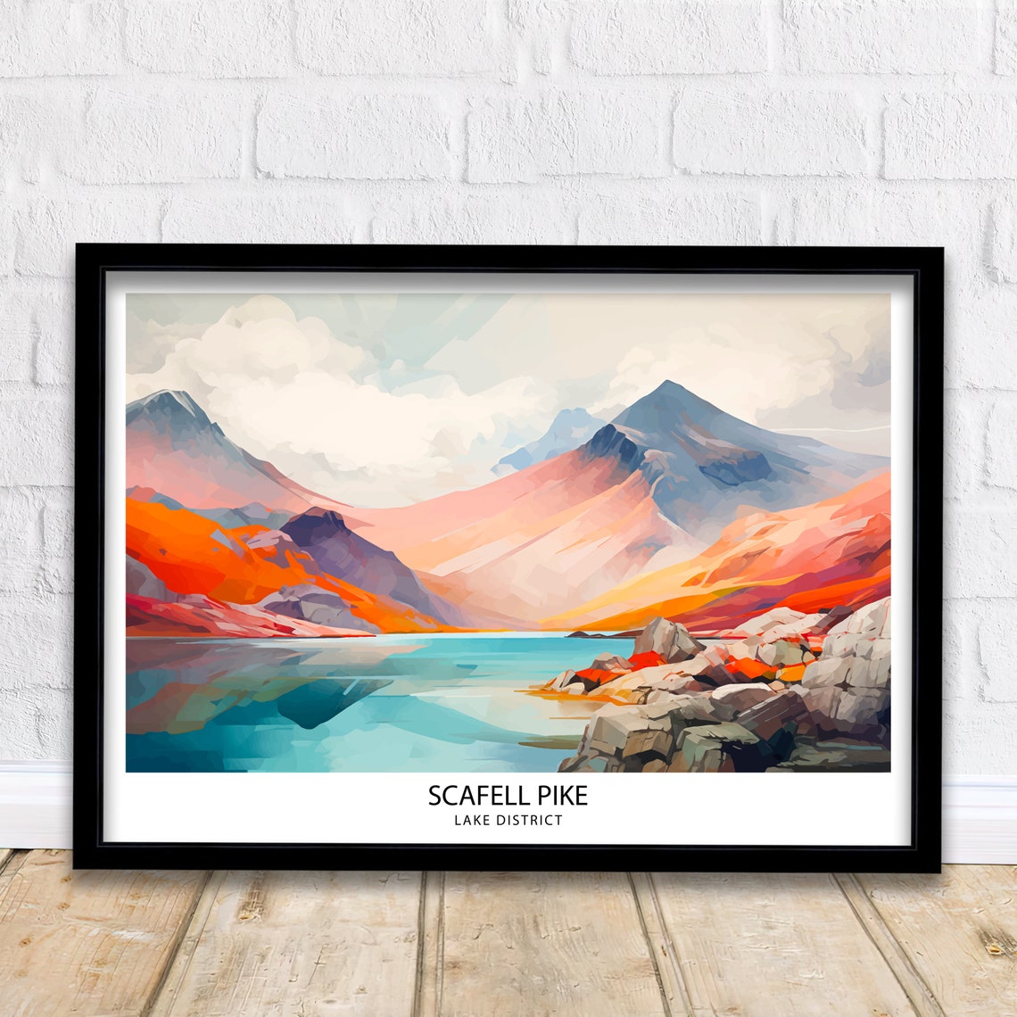 Scafell Pike Lake District Rugged Rocky Peaks Lake View Poster