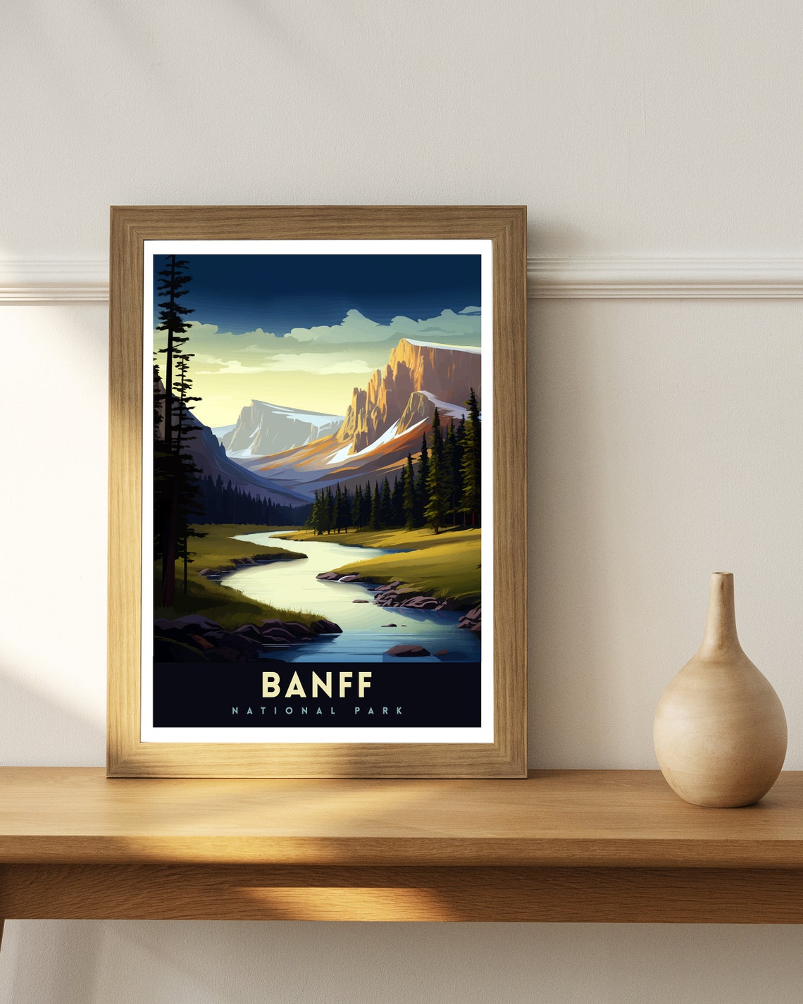 Banff National Park Rocky Mountain River Valley Travel Poster - Image 3