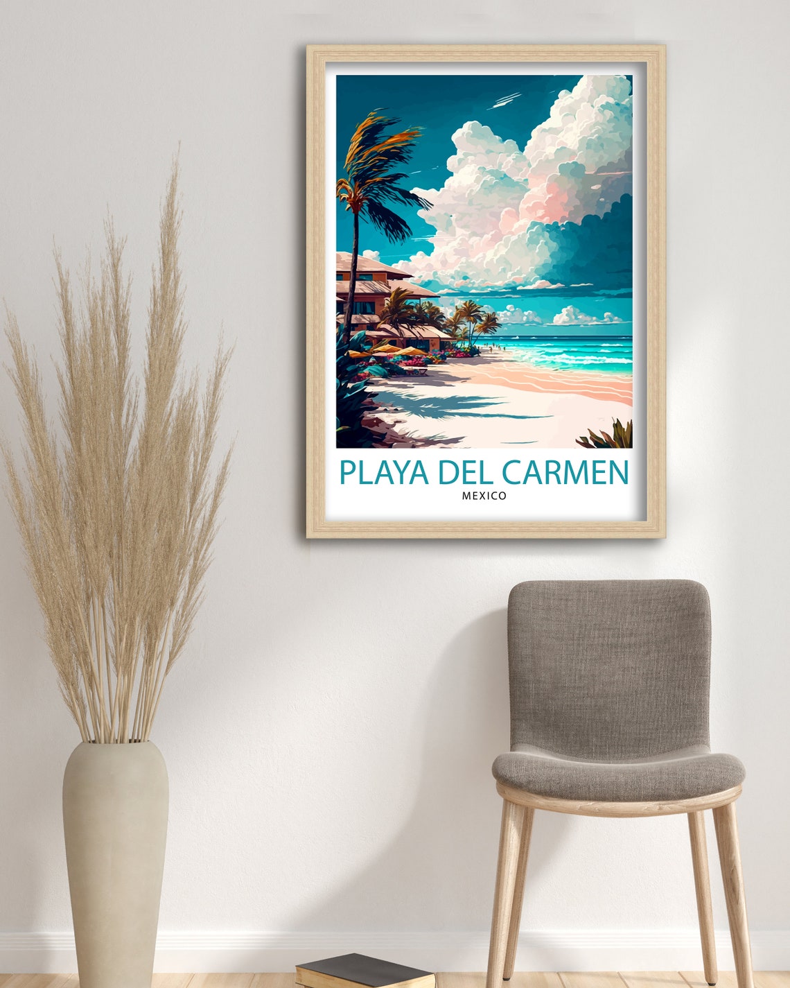 Playa del Carmen Mexico Tropical Sandy Beach Resort Travel Poster - Image 3