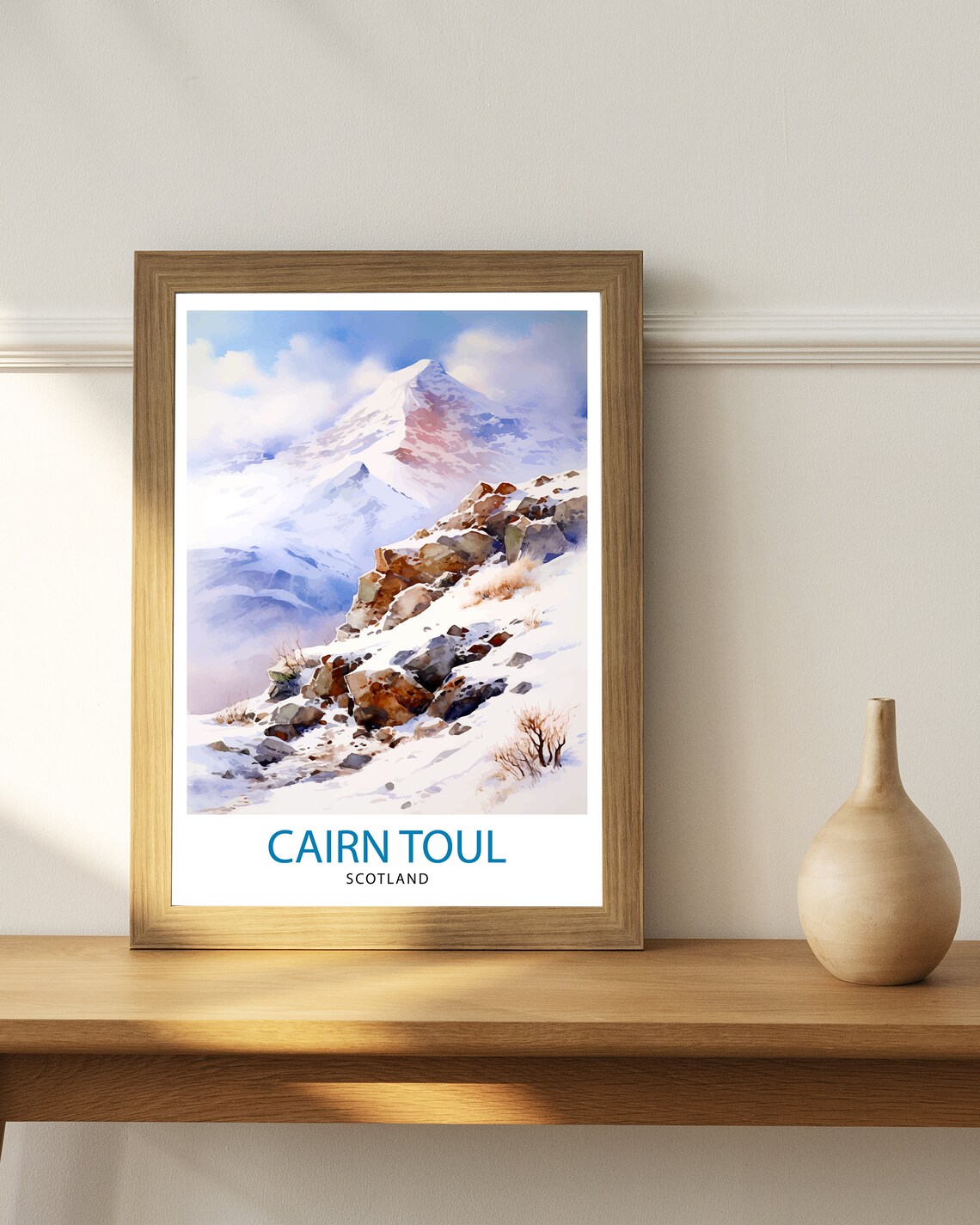 Cairn Toul Scotland Snowy Summit Watercolor Misty Mountain Poster - Image 3