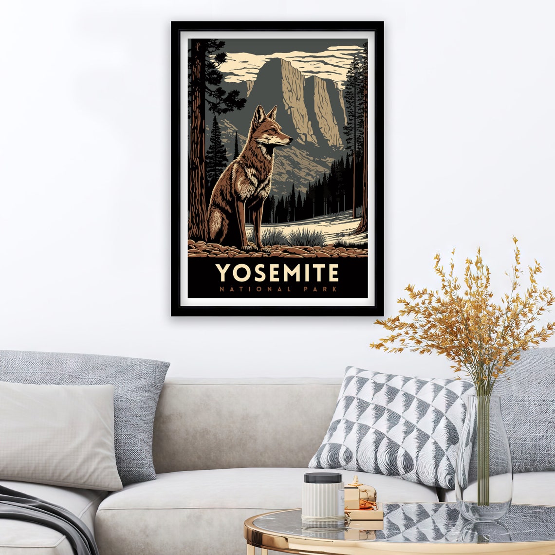 Yosemite National Park Fox Granite Cliffs Pines Wildlife Poster - Image 2
