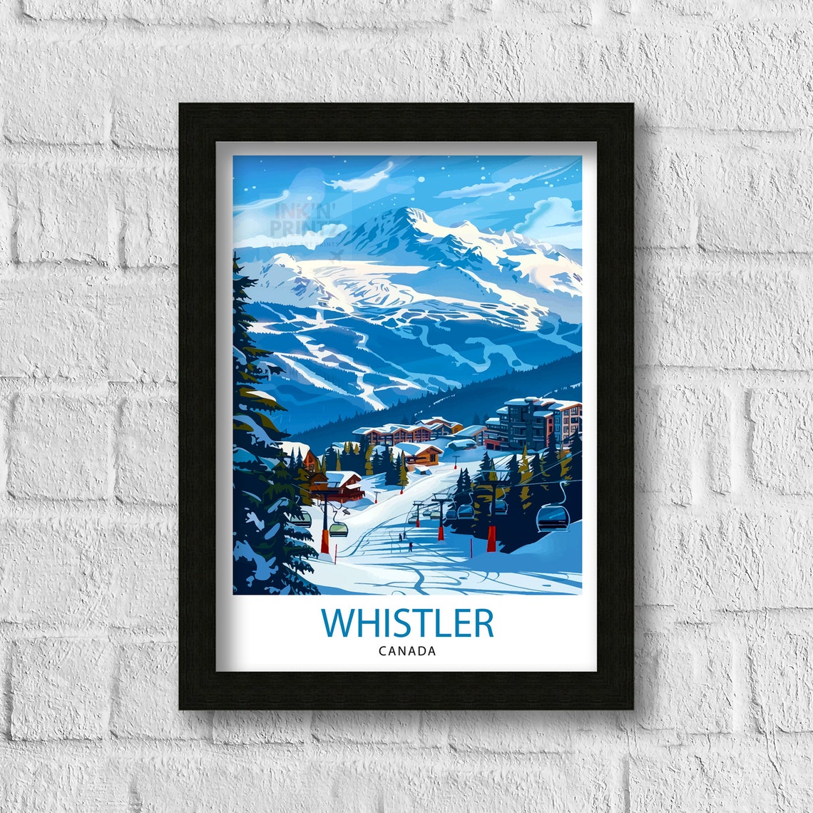 Whistler Canada Ski Resort Snowy Peaks Gondola Winter Poster - Image 3