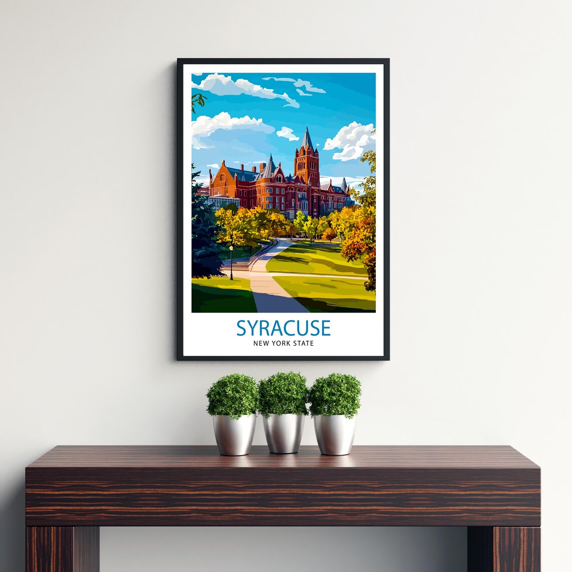 Syracuse New York State Red Brick University Hall Travel Poster - Image 3